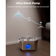 thumbnail image 4 of Fuente de agua para gatos Neareal 2,2 L de acero inoxidable con LED, 4 of 8