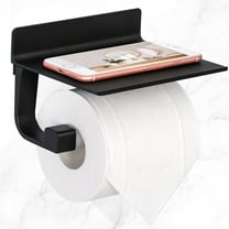 Uxcell Toilet Paper Holder with Phone Accessories Shelf Aluminum Alloy Black