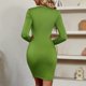 thumbnail image 2 of Gibobby Vestidos de suéter anchos Casual y sexy para mujer de color sólido de manga larga de punto con cuello en V vestido otoño invierno nuevo(Verde,XL), 2 of 4