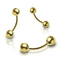 thumbnail image 2 of Curved Barbell 24k Gold Plated Over Surgical Steel 2 piece 14G 1/2 (1.6x12) (TBB/12) (5MM Ball), 2 of 3