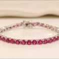 thumbnail image 2 of 925 Silver CZ Ruby Prong Set Tennis Bracelet With 14K Gold plating,Ruby Tennis Bracelet,July Birthstone Bracelet,Layering Bracelet For Women, 2 of 2