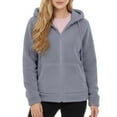 thumbnail image 5 of Women's Hoodie Oversize Full Zip Front Pockets Soft Warm Casual Outerwear Athletic Hooded Pullover Sweatshirt, 5 of 5