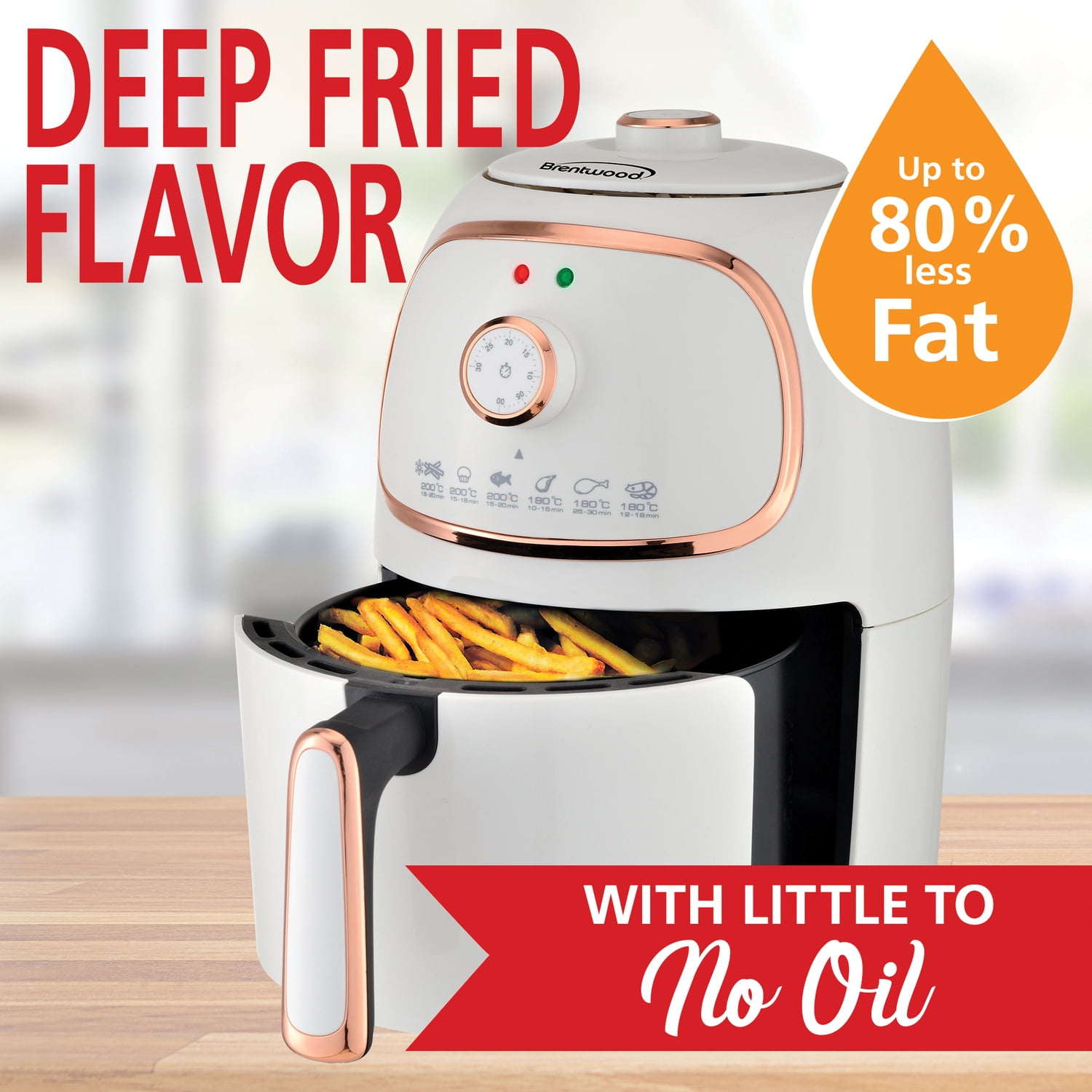 Brentwood 2 qt Electric Air Fryer, White