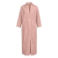 thumbnail image 3 of Gytharion Women's Flowy Maxi Dresses Lapel Long Sleeve Front Slit Dresses Loose Elegant Casual Shirt Dresses, 3 of 7