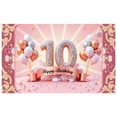 thumbnail image 2 of Elegant Design Birthday Banner 10th Birthday Pink Balloon Celebration Backdrop for Kids Party Event Decoration Anniversary, 2 of 6