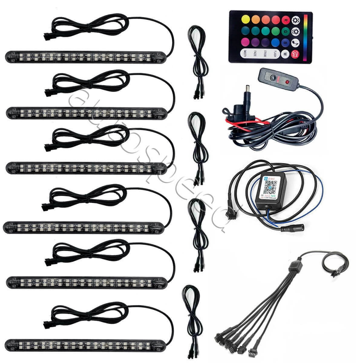 6pcs/Set Car Underglow Neon Accent Strip Lights Kit RGB Million Multi-Color Music Lamp