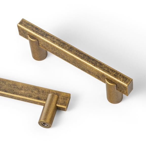 Goo-Ki Antique Brass Cabinet Handles of 3''(76mm) Hole Center, Cabinet Pulls for Drawer,Dresser,Cupboard Wardrobe, 6 Pack