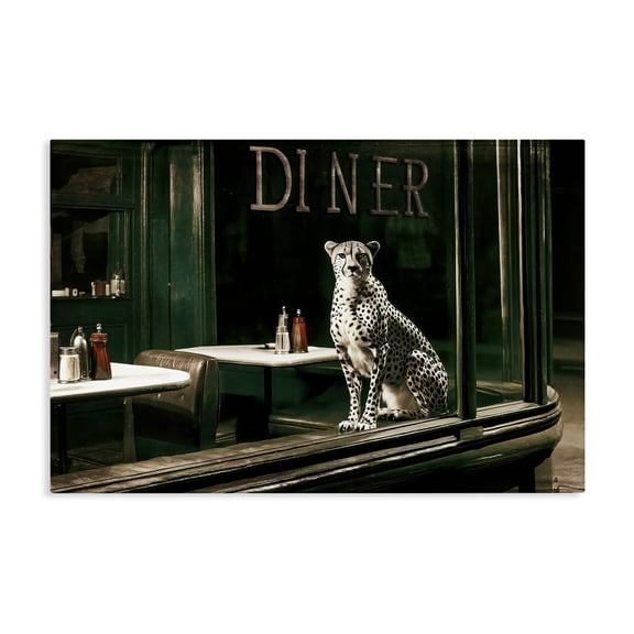 Stupell Industries Mid-Century Diner Sentry Leopard Canvas Art, 24 x 16, by Annabelle Hall