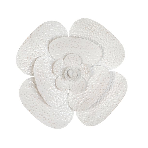 Stratton Home Decor Blooming White Flower Metal Wall Art