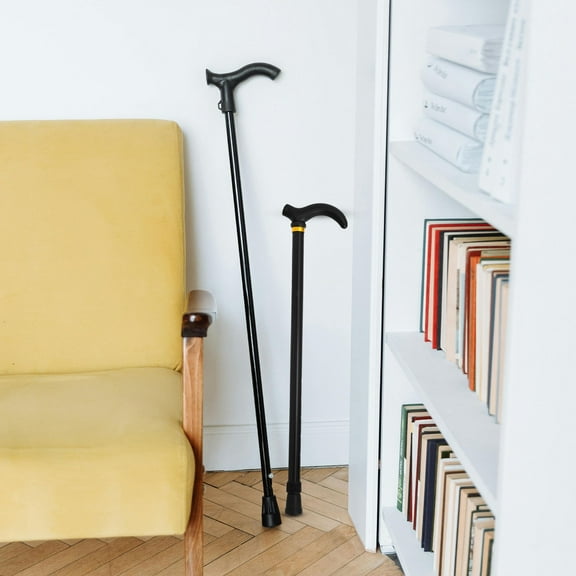 BESTONZON Aluminum Alloy Walking Stick for Seniors with Ergonomic Handle Lightweight and Sturdy Adjustable Two Section Design Black