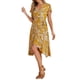 thumbnail image 4 of INSPIRE CHIC Women's Midi Wrap Fit and Flare Summer Tropical Floral Dress Yellow L, 4 of 6