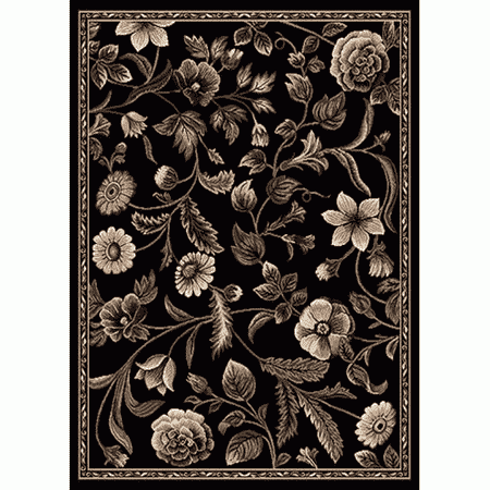 - Peerless Floral & Leaves Style Traditional Black Rug Area Rug Floor Rug Carpet Free Ship Sale