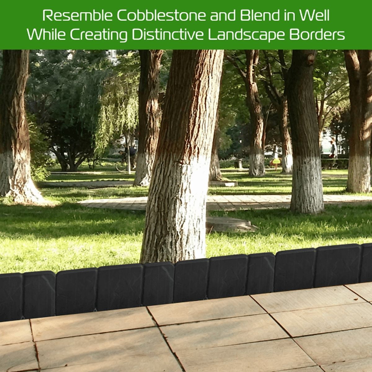 Plastic Lawn Edging, Interlocking Garden Landscape Border, 20‑Piece 16ft Flexible PP Garden Edging for Flower Beds, Walkways and Lawn Landscaping