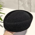 thumbnail image 5 of Hsqqdc Wool Blend Polyester Black Vintage Stewardess Beret Hat 22-22.8 Inch Pillbox Headwear 1-Piece, 5 of 7