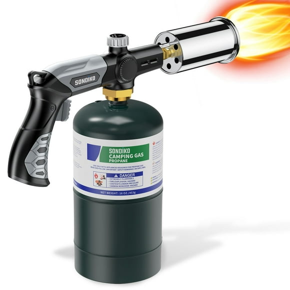 Sondiko Powerful Grill & Cooking Propane Torch L8010, Sous Vide, Welding Torch, Adjustable Wood Torch Burner for Searing Steak, BBQ, Campfire Starter
