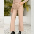 thumbnail image 2 of Women's Elastic High Waist Cropped Leather Pants Casual Loose Trousers Leather Straight Leg Wide Leg Pants, 2 of 7