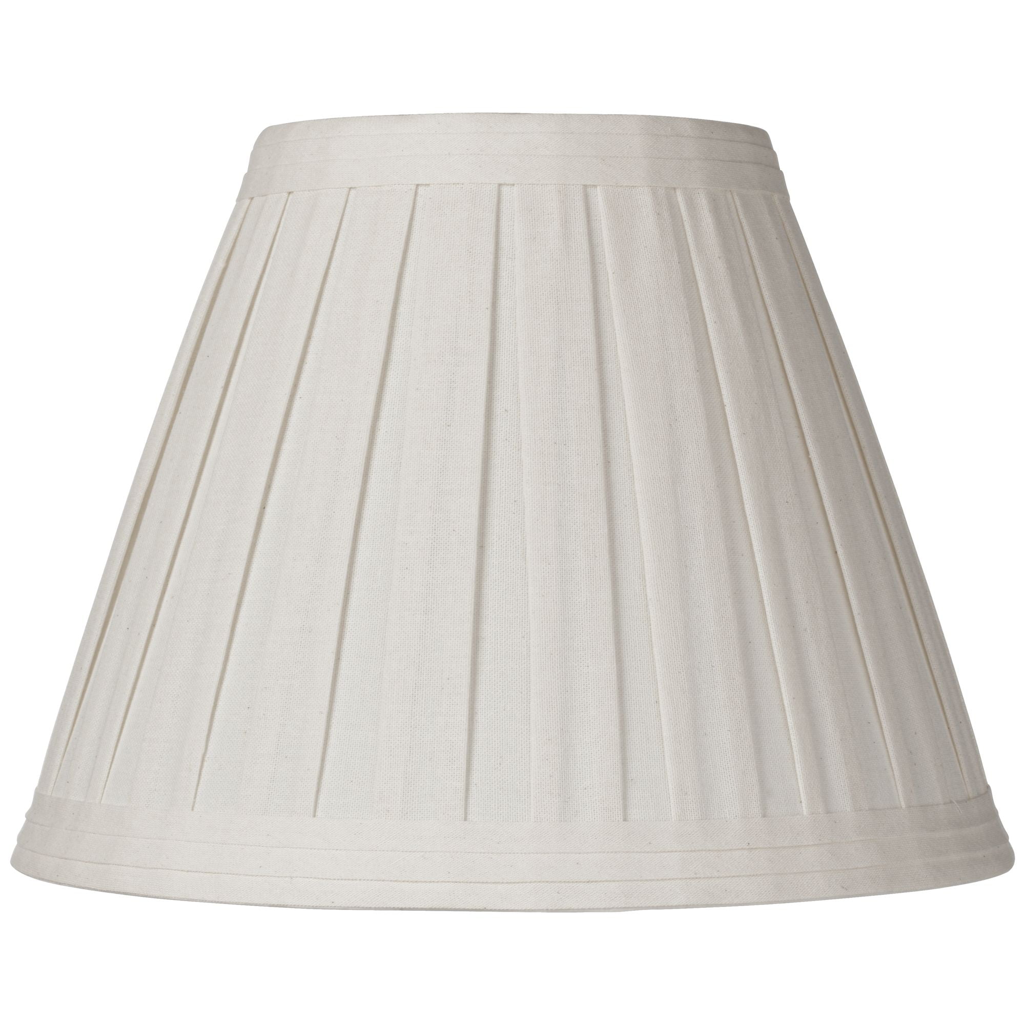 Springcrest Set of 2 Creme Linen Box Pleated Medium Drum Lamp Shades 7" Top x 14" Bottom x 11" High (Spider) Replacement with Harp and Finial
