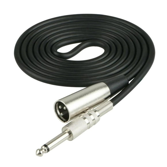 Cable de micrófono estéreo de 3 pines a conector jack mono macho de 1/4'' y 6,35 mm, color negro 1m