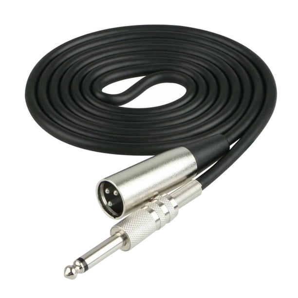 Cable de micrófono estéreo de 3 pines a conector jack mono macho de 1/4'' y 6,35 mm, color negro 1m
