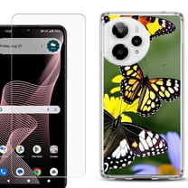 Phone Case for Cricket Icon Plus 2026, with Screen Protector, by OneToughShield - Butterfly Flower