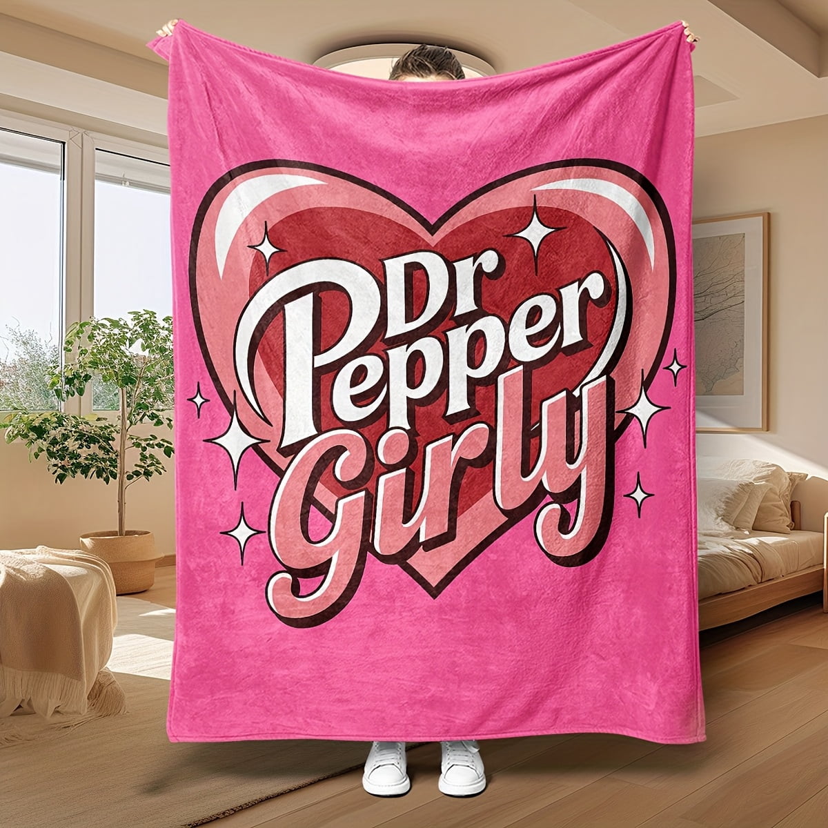 Dr Pepper Sweet Heart Pink Limited Edition Flannel Blanket Soft Warm Nap Throw Sofa Office Bed Camping Travel All Season Bed Accessory Blanket Office Nap Blanket Throw Blanket All Season