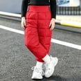 thumbnail image 3 of Toddler Boys Quilted Snow Pants Warm Elastic Waist Straight Leg Baggy Kids Winter Pants Red 4 T, 3 of 6