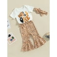 thumbnail image 4 of 3Pcs  First Baby Girl Birthday Outfit 1st Wild One Romper Shirt Leopard Bell Bottoms One Year Old Birthday Outfit Girl, 4 of 8