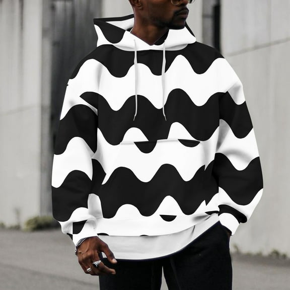 CONZONE Mens Casual Hoodies Long Sleeve Pullover Hoodie for Men Cow Graphic Hooded Sweatshirts With Pocket