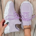 thumbnail image 3 of Platform Sneakers for Women Stretch Knitted Slip on Chunky Tennis Shoes Casual Cushioning Lace up Running Athletic Shoes Light Purple Size 5.5, 3 of 6