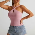 thumbnail image 3 of UPPADA Womens Criss Cross Halter Tank Tops Eyelet Cute Tops Summer Sleeveless Pullover Tops Casual Lightweight V Neck Knit Tank Top,Tank Top for Women Loose Fit Dressy Pink,L, 3 of 8