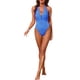 thumbnail image 2 of INSPIRAR CHIC Traje de baño de una pieza con corte en la cintura y hebilla de metal para mujeres, escote en V profundo, control de abdomen, color azul real, tamaño mediano, 2 of 5