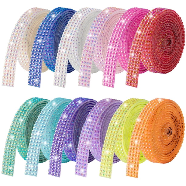 Cinta autoadhesiva LYXMYGS con diamantes de imitación, 12 rollos, 12 yardas