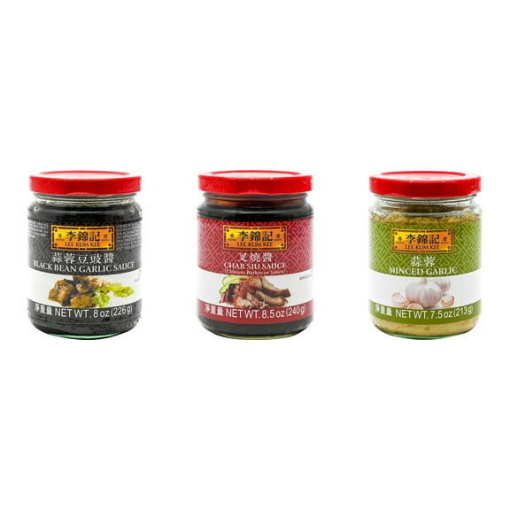 NineChef Brand Spoon Plus 3 Pack Lee Kum Kee Cooking Sauce, 3 Flavors(Black Bean Garlic Sauce,Char Siu Sauce,Minced Garlic Sauce)