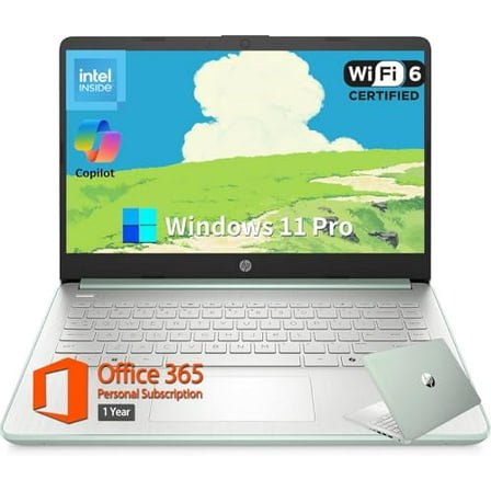 HP 14 Inch Business Student Laptop Computer, Intel N150 Processor, 16GB RAM, 384GB Storage(128GB UFS 256GB MSD), Wi-Fi 6, Copilot AI, Webcam, Office Pro Lifetime, Windows 11 Pro, w/Accessories