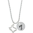 thumbnail image 1 of Delight Jewelry Silvertone Texas Outline Silvertone Script Initial Disc - F - Charm Necklace, 20"+3", 1 of 4