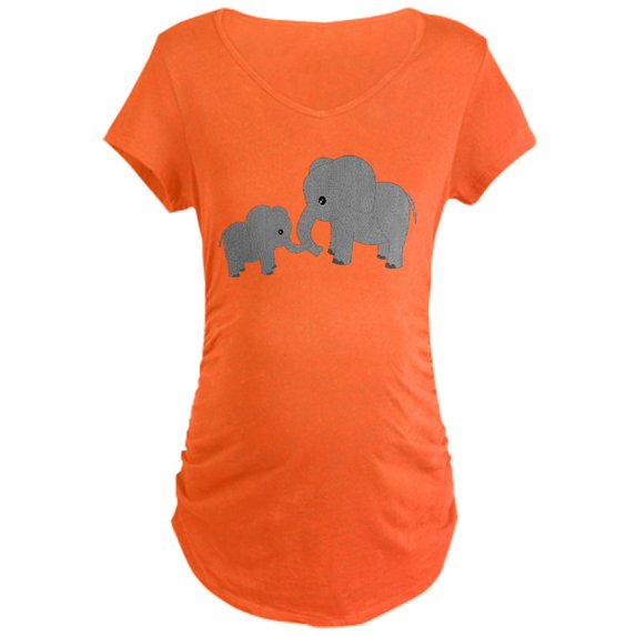 CafePress - Cute Elephants Mom And Baby Maternity T Shirt - Maternity Dark T-Shirt