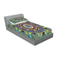 thumbnail image 2 of Ambesonne Retro Fitted Sheet & Pillow Sham Set, Abstract Hippie Forms, Twin, Multicolor, 2 of 2