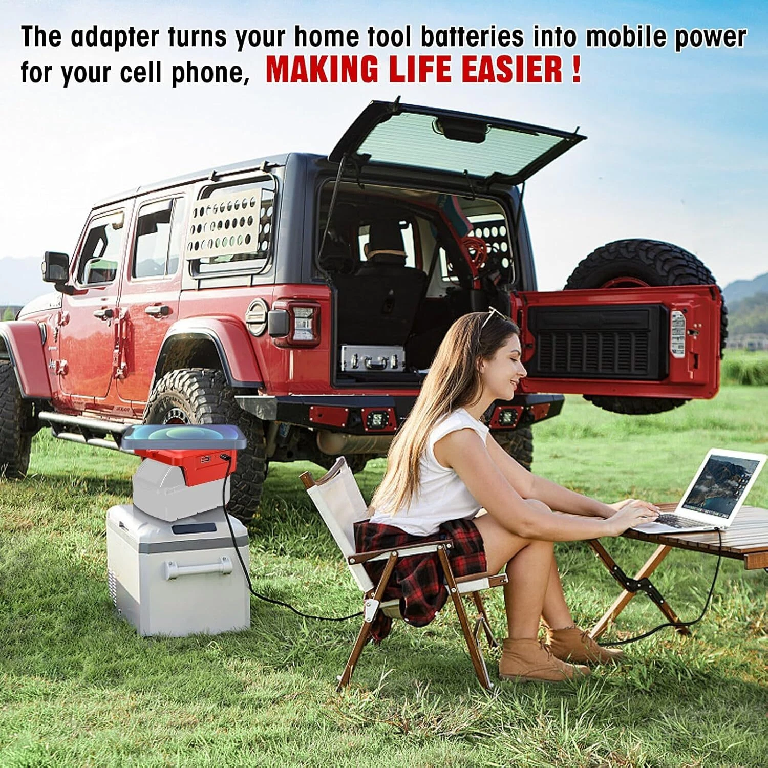 Wireless Charger Adapter for Milwaukee 18V Battery 15W for Phone with Type C USB