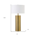 thumbnail image 6 of HomeRoots 524477 30 in. Metal Table Lamp with Drum Shade Brass & White, 6 of 7