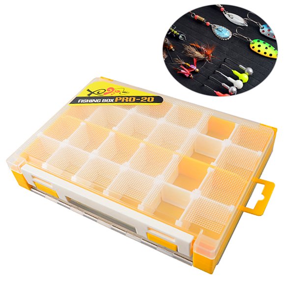 Double Sided Fishing Tackle Box Storage Trays with Removable Dividers Fly Fishing Lures Hooks Organizer Box Case