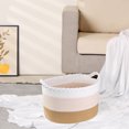 thumbnail image 4 of Unique Bargains Woven Storage Basket for Clothes Organizer Bin with Handles Brown, 4 of 5