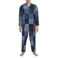 thumbnail image 4 of Bingfone Men'S Pajama Set 2 Piece Loungewear Pjs, Long Sleeve With Pajama Pants-Blue Gingham Buffalo Check, 4 of 9