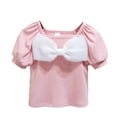 thumbnail image 2 of ATOGUTA Teen Girl T-Shirts Base Tees Summer Cute Tops Bowknot Short Sleeve Crewneck T Shirts Pink, Size 6M-8, 2 of 6