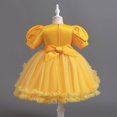 thumbnail image 5 of Godom Kids Dress Mesh Puffy Short Sleeve A Line Casual Party Dress Tween Kid Off Shoulder Dresses, 5 of 7