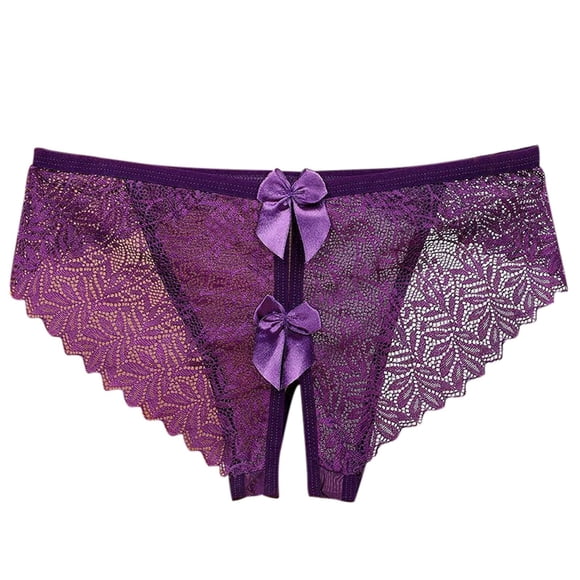 Pantalones cortos sexy de encaje con abertura en la entrepierna para mujer: diseño con lazo Pure Desire, bordado floral, ropa para el día a día/informal/para salir, tallas M-XL.