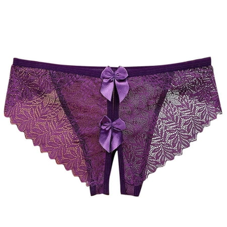 Women s Crotchless Underwear Purple Secy Panties Women s Sexy Lingerie & Underwear Cheeky Panties for Women M