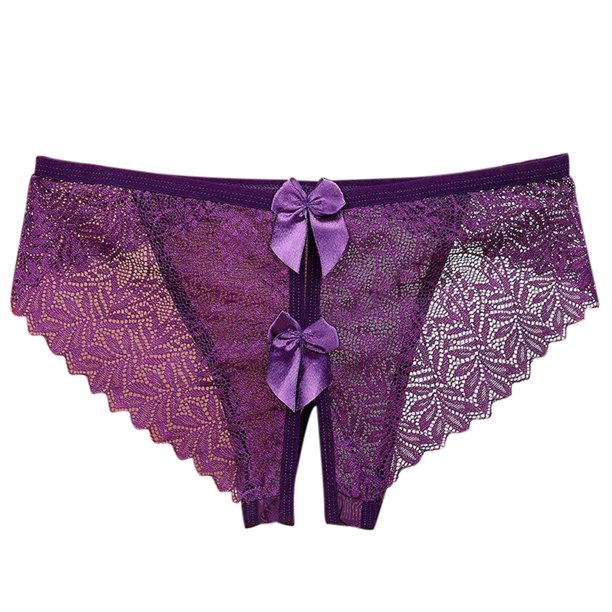 Pantalones cortos sexy de encaje con abertura en la entrepierna para mujer: diseño con lazo Pure Desire, bordado floral, ropa para el día a día/informal/para salir, tallas M-XL.