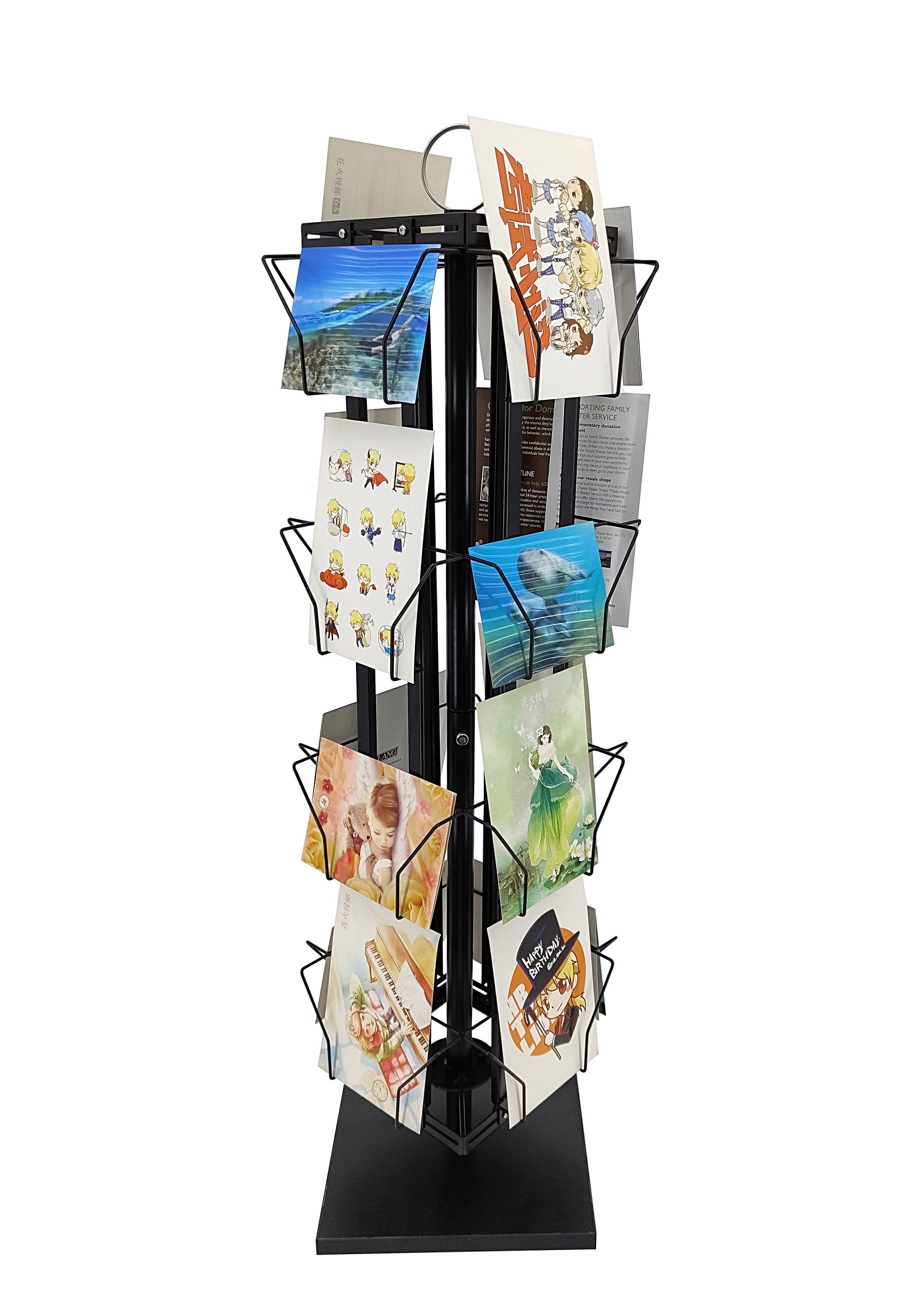 Greeting Card Rack Rotating Spins 12 Pocket White 5" x 7 Cards 25" x 12" Counter 