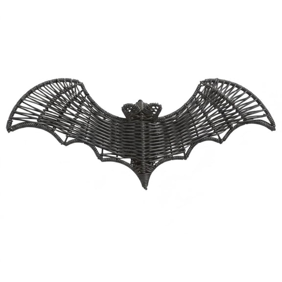 Halloween Bat Decoration with Realistic Woven Rattan Silhouette, Weather-Resistant Design and Instant Hanging Loops for Outdoor Porch, Tree, Yard and Rustic Farmhouse Halloween Party Displays(1PCS)