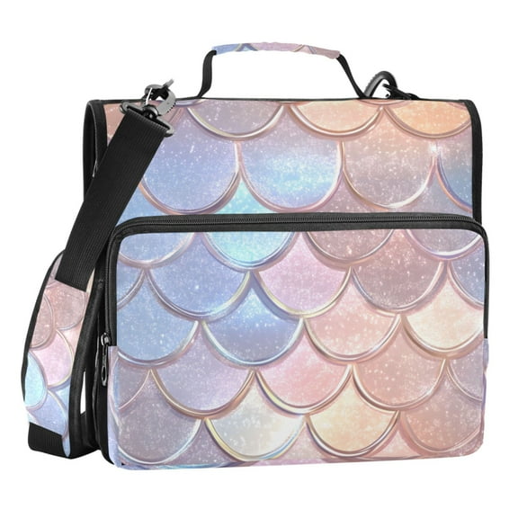 ALAZA Zipper Binder Glittering Scales 3 Ring Trapper Keeper File Folder Organizer Bag